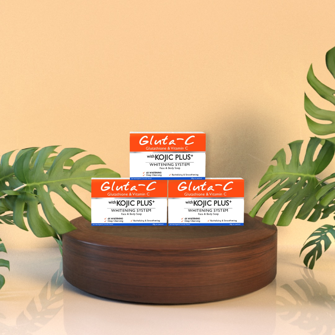 3 Gluta C Glutathione & Vitamin C w Kojic Plus Whitening Soaps 60g each 3 Gluta C Glutathione & Vitamin C w Kojic Plus Whitening Soaps 60g each