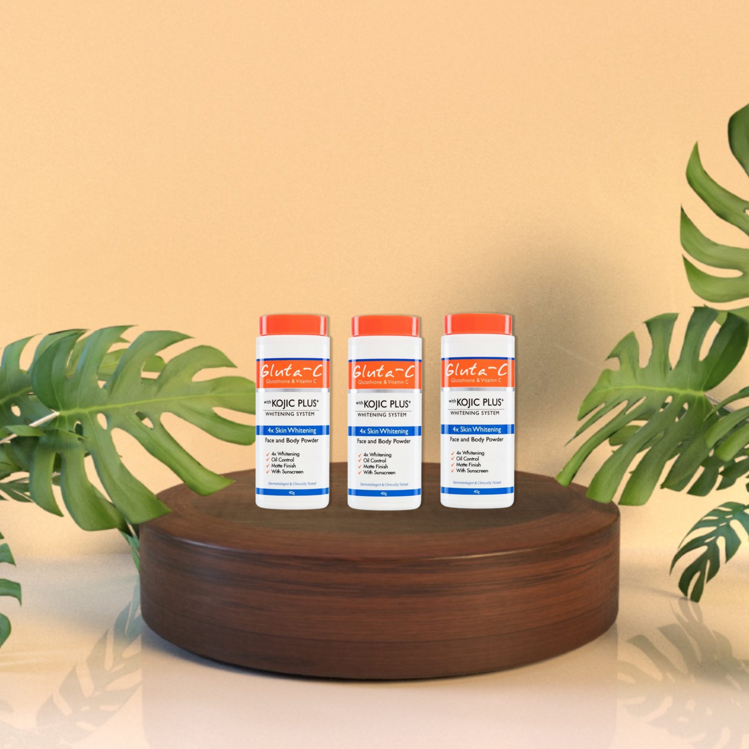 3 Gluta C Glutathione and Vitamin C with Kojic Plus Face and Body Powders 40g each