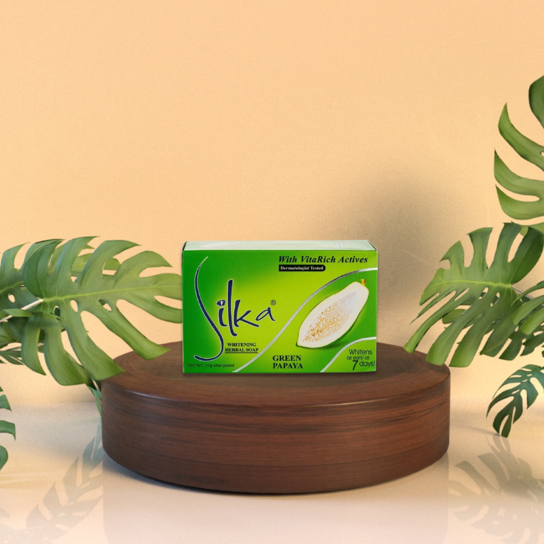12 pcs Silka Green Papaya Herbal Whitening Bar Soaps 135g each